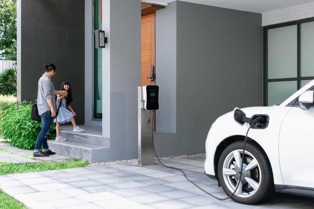 Electric car charging in carport